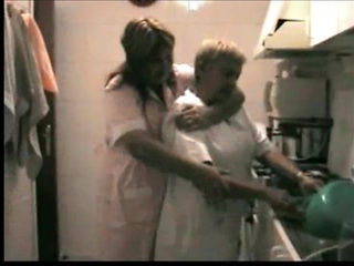 Maid vs Wife catfight in the kitchen