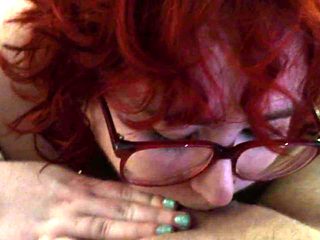 My tatted, BBW, submissive, & nerdy FWB deepthroats my cock