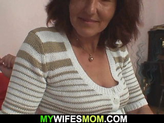 Taboo sex with old hairy-pussy mother-in-law