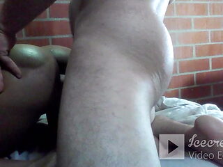 Thick cock breaking the anus of a big-assed 18-year-old girl, her huge ass is wide open