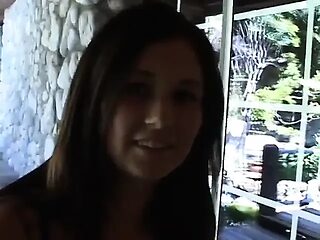 Sofa fuck session with a cute brunette
