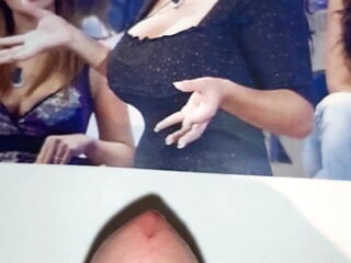 Cumtribute on big boobs of italian tv celebrity