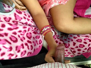 Caught mom fingering in car, then I cum on her boobs 