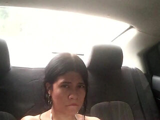 Latin slut calls her husband when he is masturbating in uber.