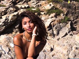 Tiny Mexican teen naked on the beach
