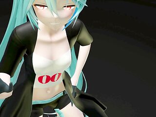 Miku mmd, naked dance, 3d animation