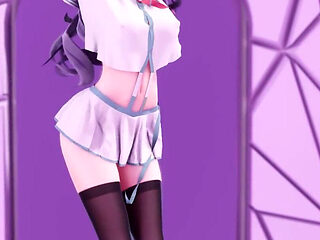 [mmd] Phut Hon College Girl Uniform; Black Stockings; Jiggling Breasts