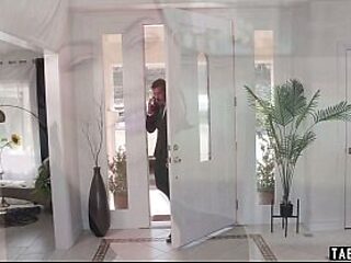MILF and husband get freaky with a hot busty babe in their bedroom