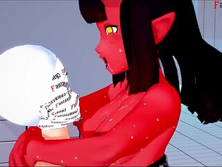 Meru the succubus pulverized waring a swimsuit