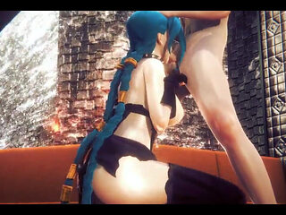 Lol Hentai - Jinx Tied up Like a Bitch Sucks a Cock - Japanese Asian Manga Anime Film Game Porn