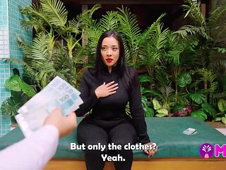 Brazilian beauty with gorgeous tits ass is being interviewed and fucked for money.