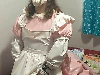 Pink PVC Sissy Maid Vibratior pillow hump Breathplay