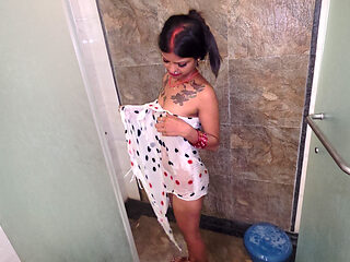 Indian desi love marriage Couple sex in bathroom