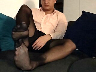 Latino in pantyhose for you after a day at the office