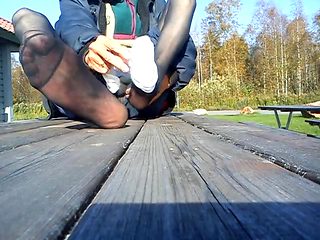 My foot soles in nylon