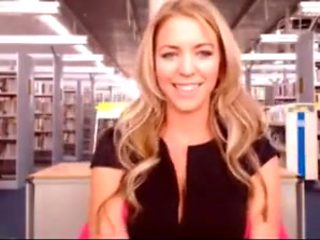 Library blonde pulls panties aside