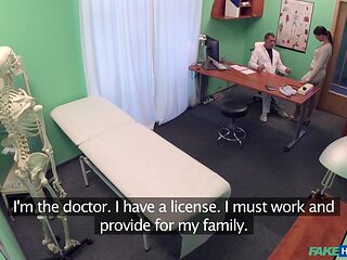 Nurse catches you boning a patient over your desk in a fake hospital