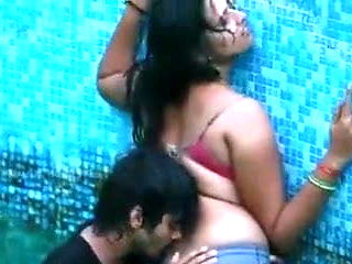 Indian aunt in pool bra and panty