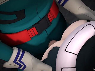 Izuku and Uraraka cum hard 