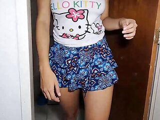 stepsister caught masturbating with dildo by perverted stepfather who gives her his huge cock to be penetrated hard in her pussy