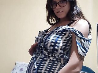 Busty pregnant makes you cum with her tits
