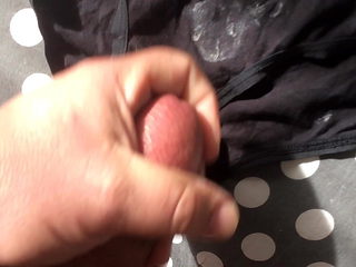 Cumshot on friend's panties