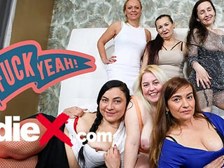 6 Horny Grannies Fucking with Sex Toys - Lesbian Orgy for OldieX