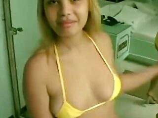 Cute Blonde Brazilian Teen in a Bikini Gets Fucked in Hairy Pussy