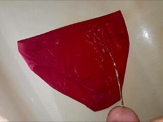 I piss on my chubby moms panties - over 2 min pissing