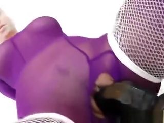 Riding a dildo in pantyhose