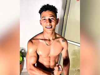 Fantastic Latino boy Marcus Brown with ripped muscles