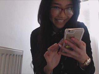 School girl watch porn in toilet