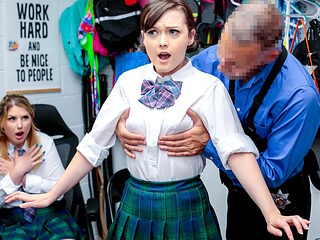 Shagging vibrator stealing coeds in the backroom