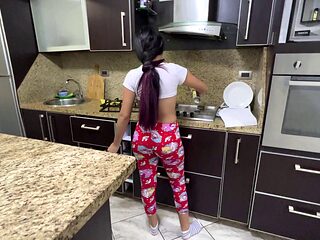 My 18 Year Old Maid Cooking, What a Delicious View I Love to See Her Big Ass