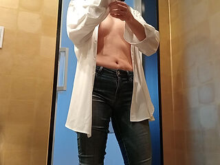 Takes off Her Underwear and Puts on Skinny Jeans and Shirt