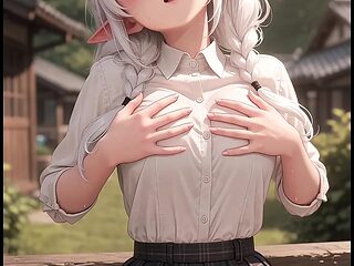 Hairy old anime elf gets it on in a traditional terrace park