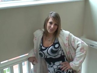 Bathrobe and big tits make this cute girl fun to wank to