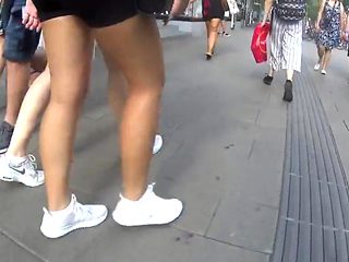 Verry hot Katrin in black leggings short See thrue