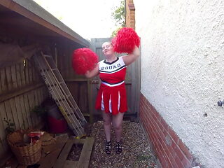 Tart Mom Cheerleader in the yard