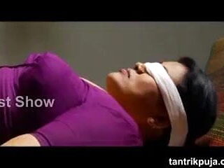 Hot Indian Milf blindfolded with Ice Cube on navel 