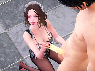 Big Tits Housewife Matsumoto in Pantyhose - Rule34 Animation with Handjob for Big Dick, Moaning Irrumatio Mouth Fuck