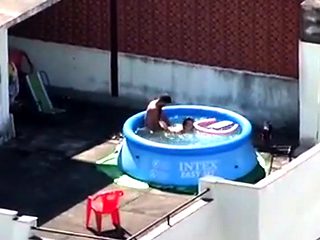 Girls watching couple fuck at pool CFNM