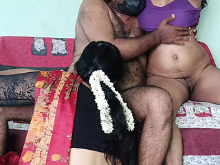 Hot Indian Married Couple Threesome with Mallu Aunty - Rough Sex & Pussy Licking