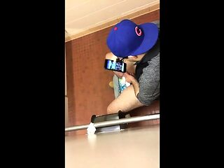 Str8 spy nerd in public toilet