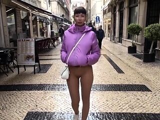 Naughty Russian MILF in pantyhose - shameless outdoors