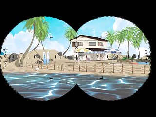 Secret beach sex with seductive moans in 3D animation