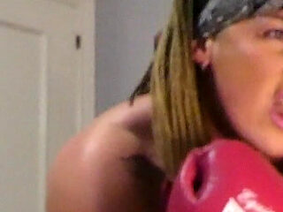 Horny Video Call Boxing with a Fan