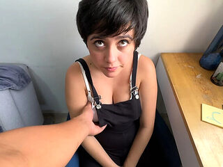 Stepdaughter in revealing clothes gets me hard - I fuck her tight ass doggy style