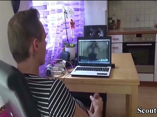 German Sister Caught Step-Bro Jerk and Help with Anal Fuck