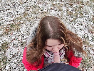 Facial for a Chubby Girlfriend Outdoors